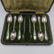 6 English antique silver plated teaspoon & tongs set in case